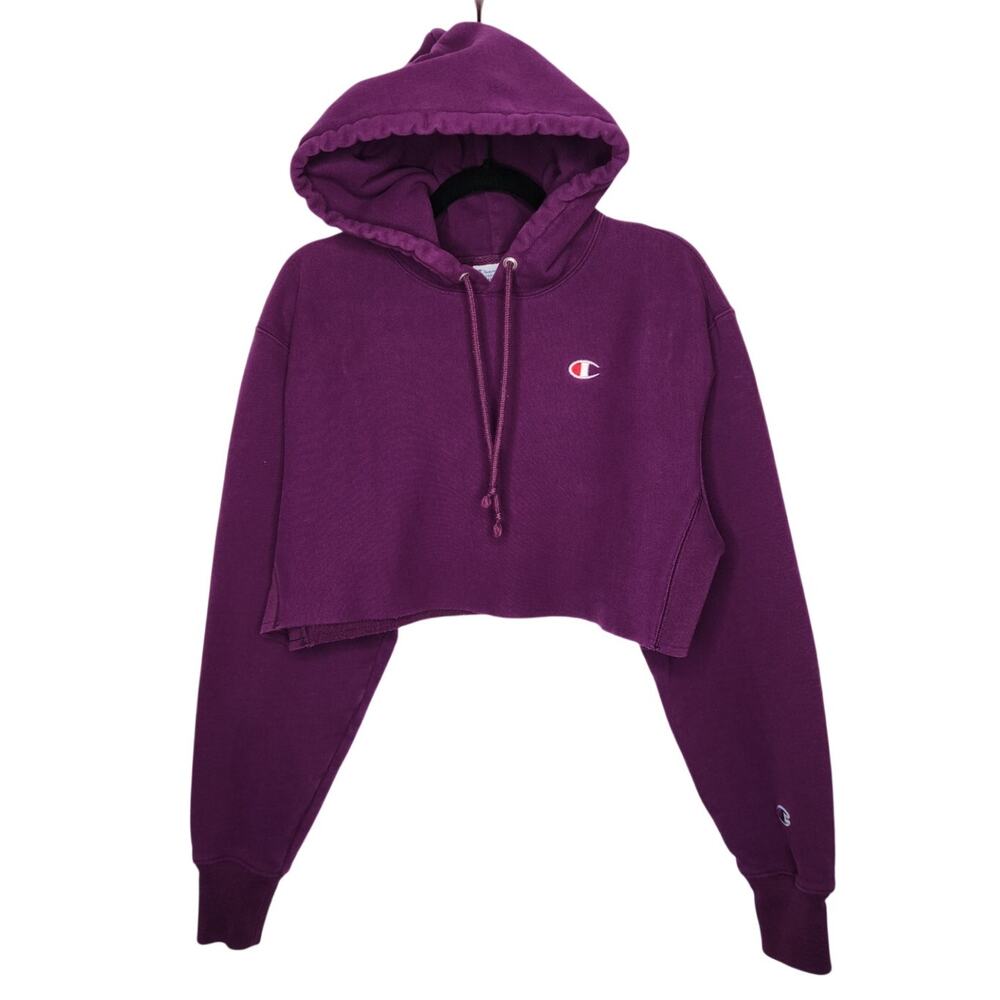 Champion Reverse Weave Chopped Crop Hoodie Sweatshirt Workout Bodybuilding